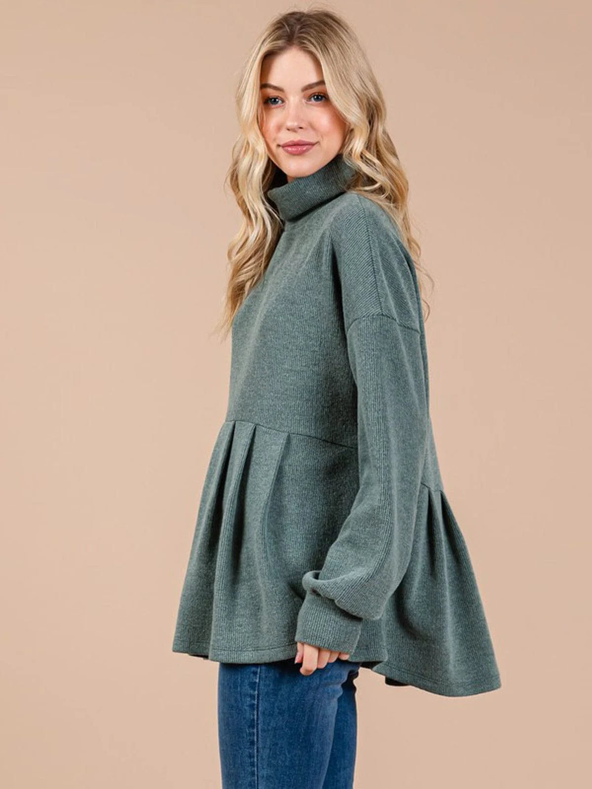 Turtleneck Peplum Top