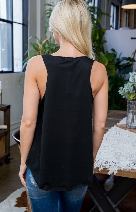 Colorful Elephant Black Tank