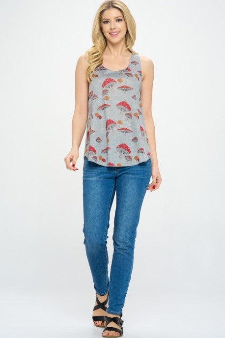 Gray Red Mushroom Tank