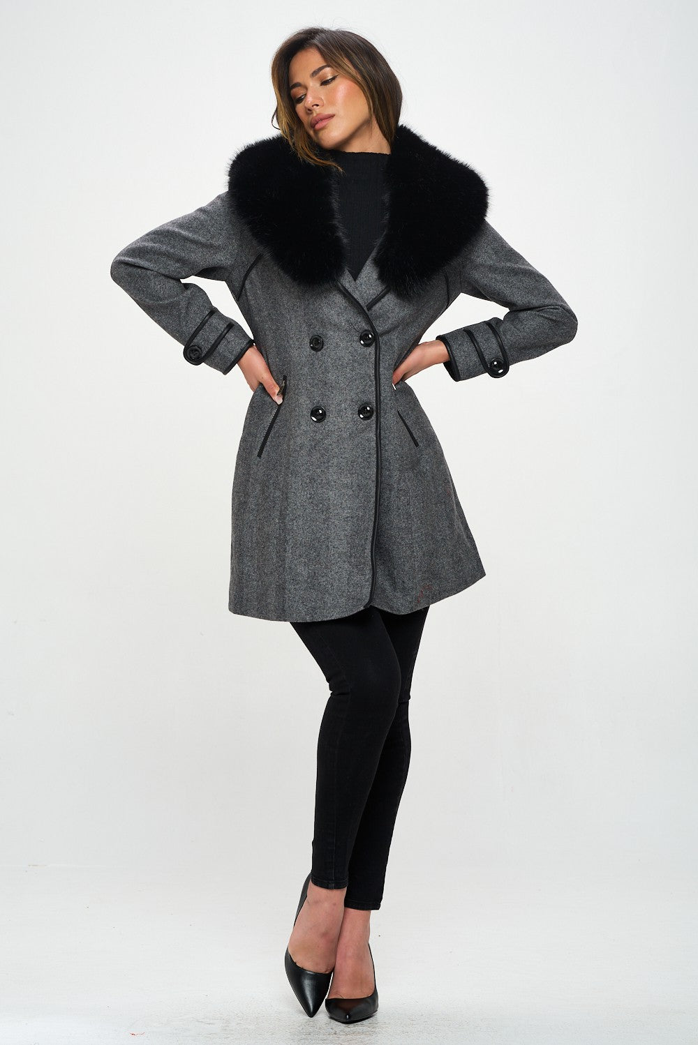 Wool Faux Fur Coat
