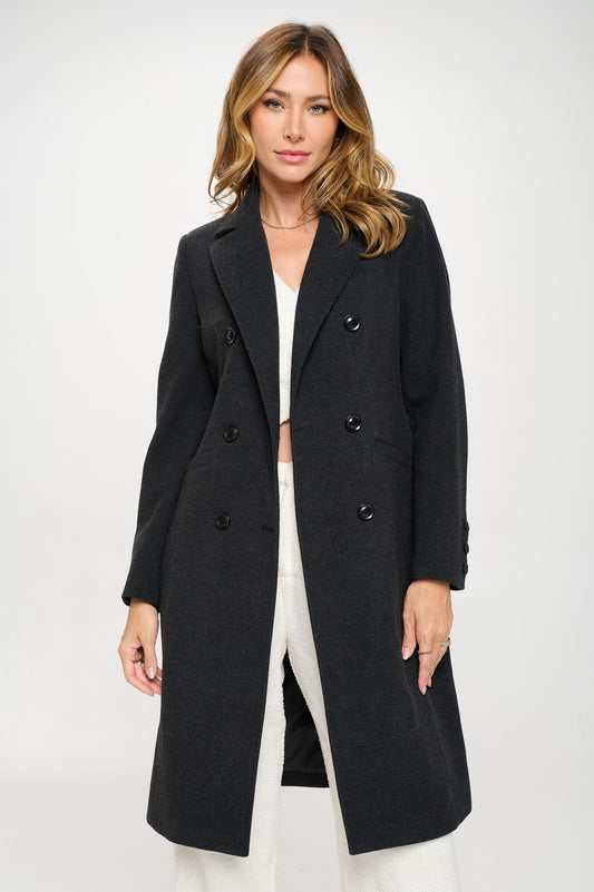 Double Breasted Vegan Wool Coat
