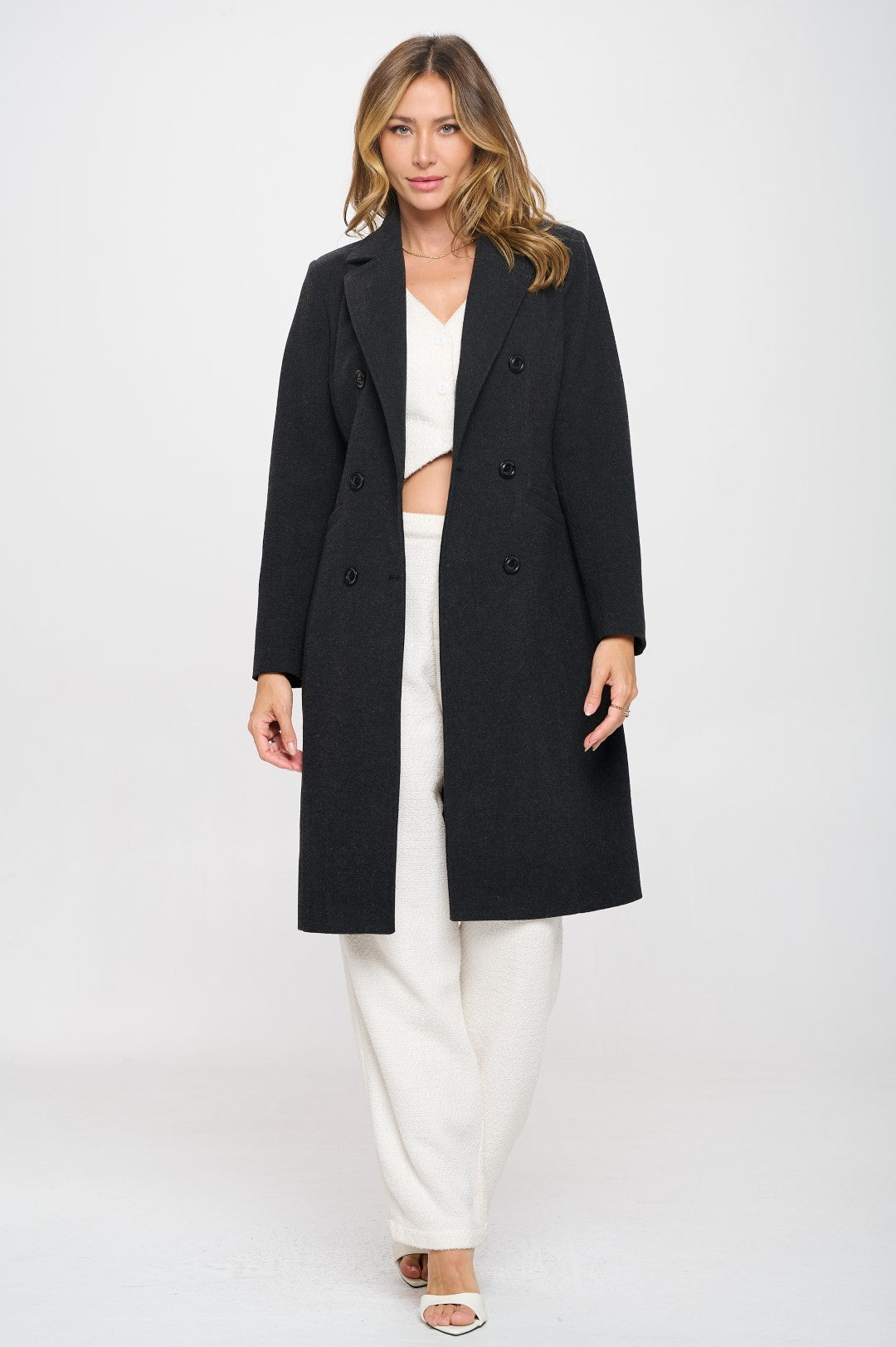 Double Breasted Vegan Wool Coat