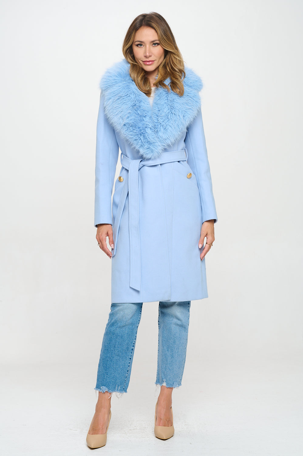 Faux Fur Collar Coat
