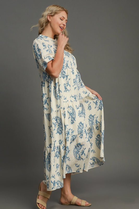 Crinkle Texture Floral Dress