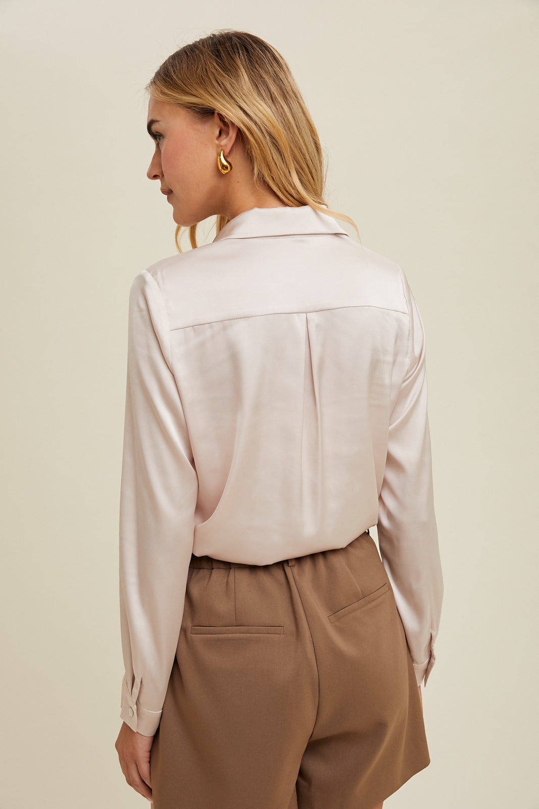 Button Up Bodysuit - Champagne