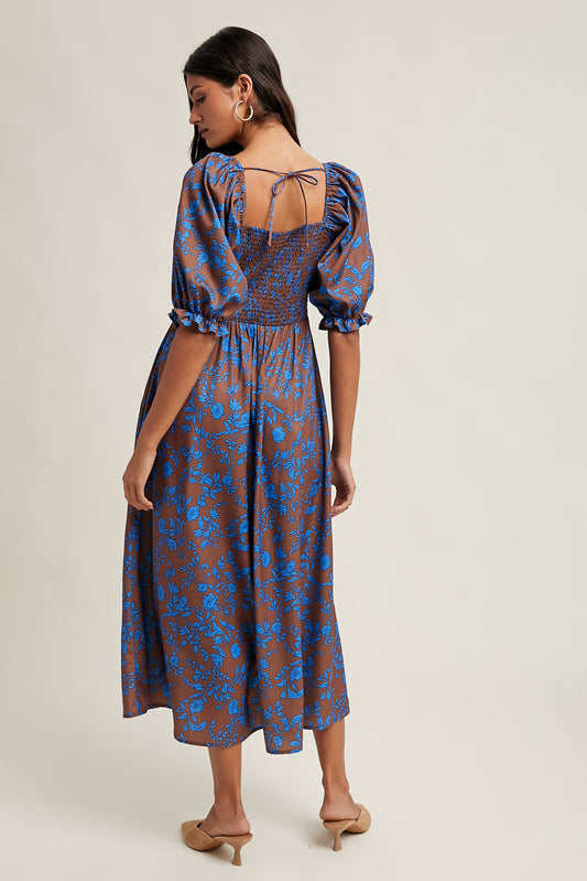 Smocked Puff Sleeve Dress