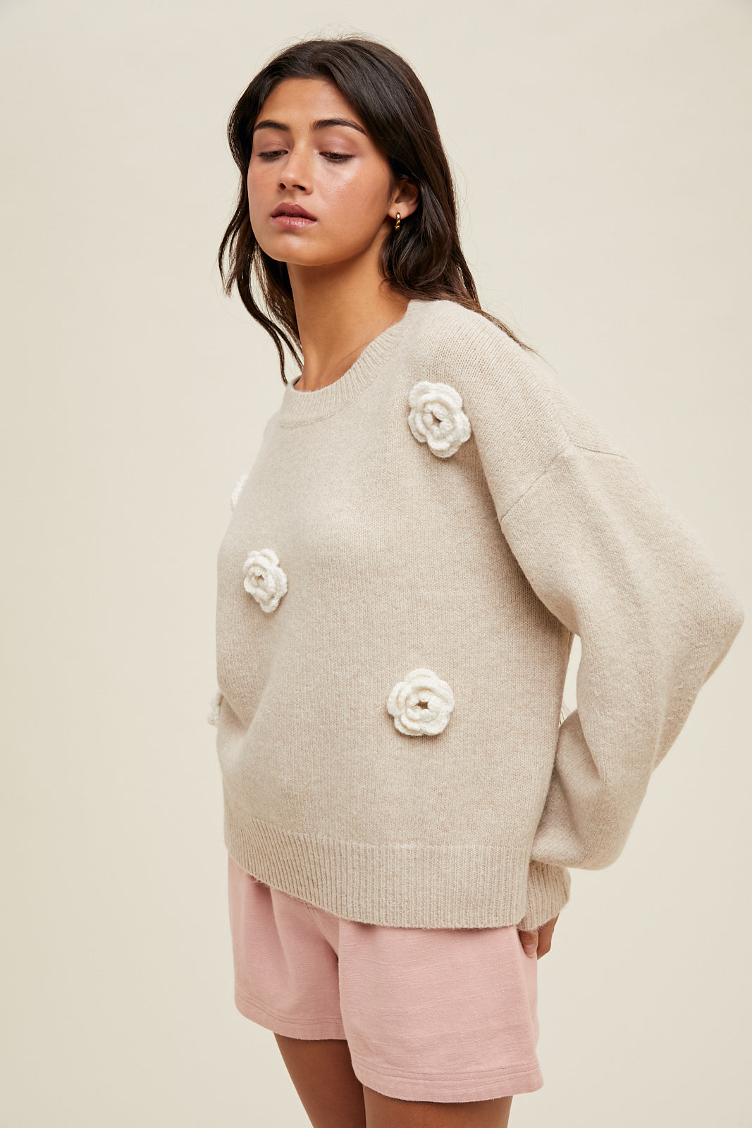 3D Floral Detail Sweater