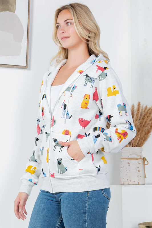 Colorful Dog Zip Hoodie