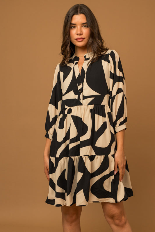 Abstract Tiered Dress