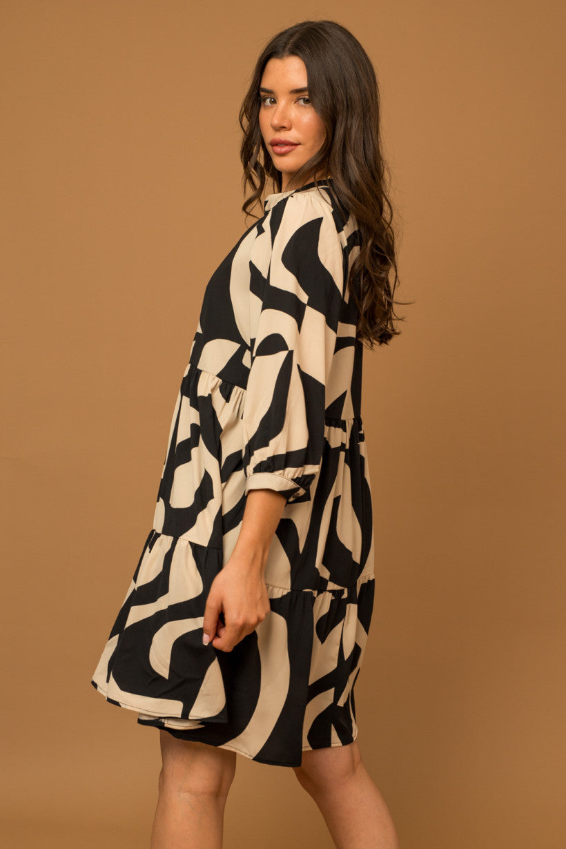 Abstract Tiered Dress