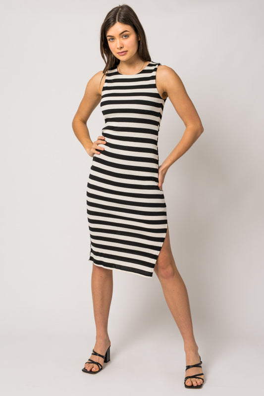 Cut Out Back Striped Dress