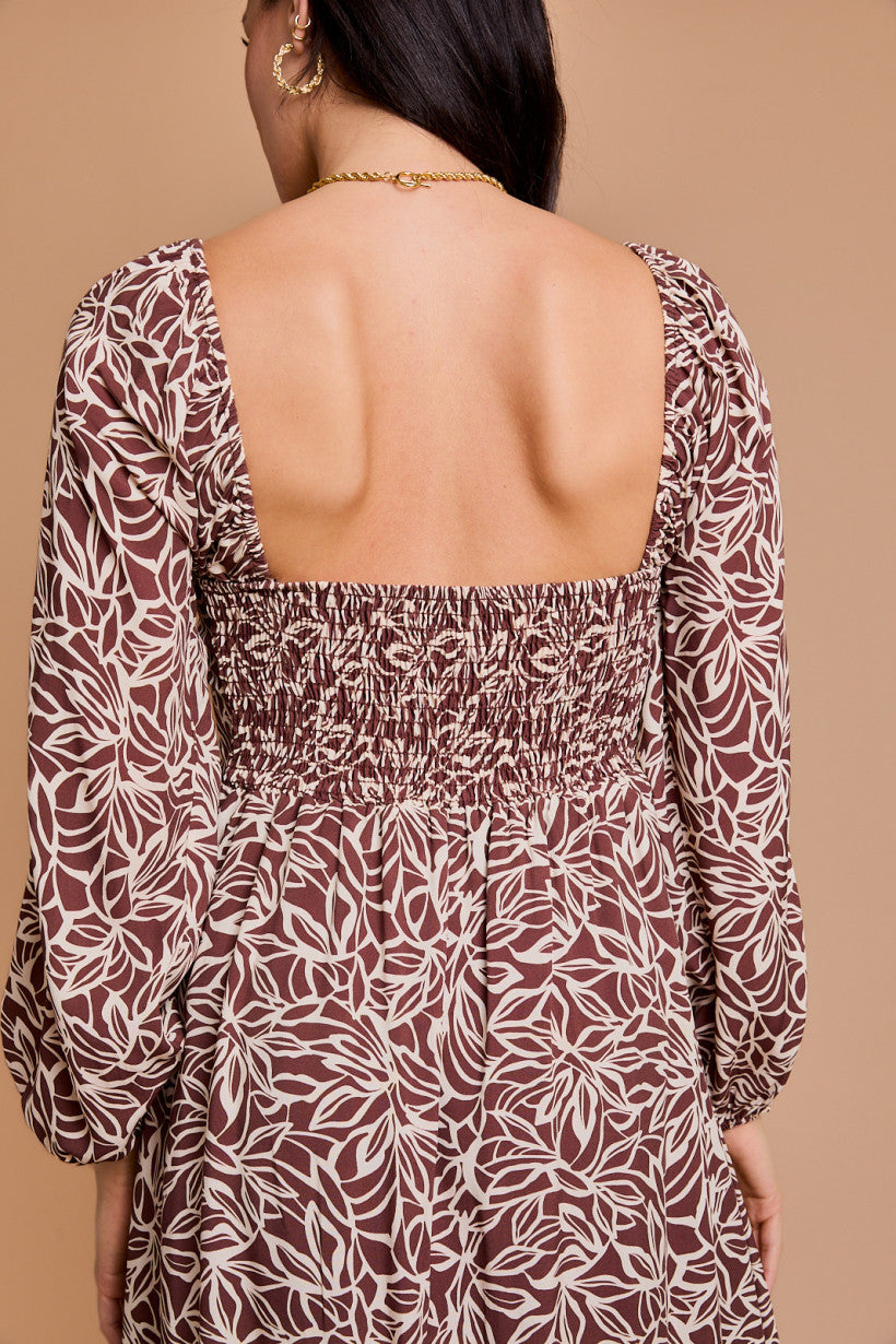 Back Smocking Floral Dress
