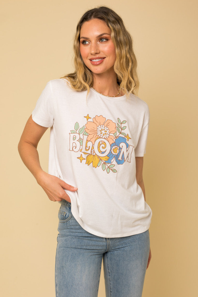 Bloom Graphic Print Short Sleeve Top
