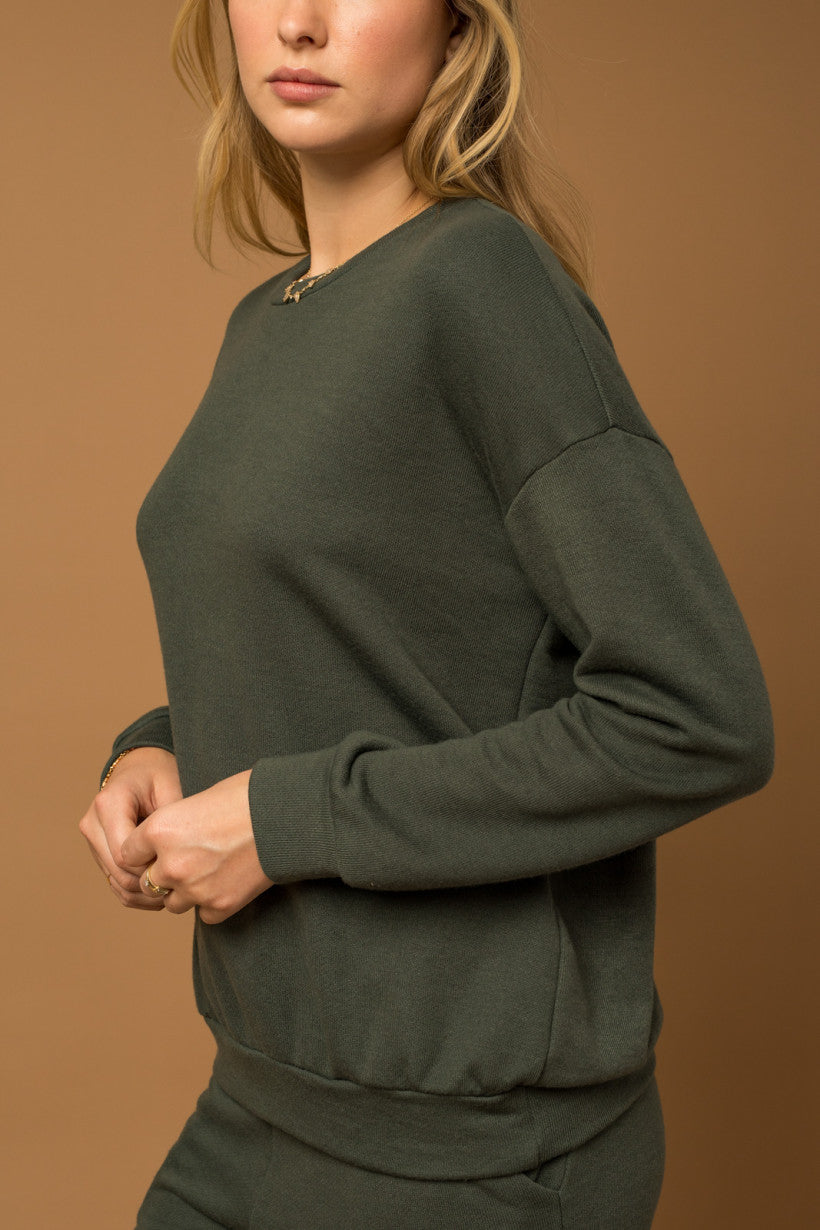 Olive Crew Neck Top