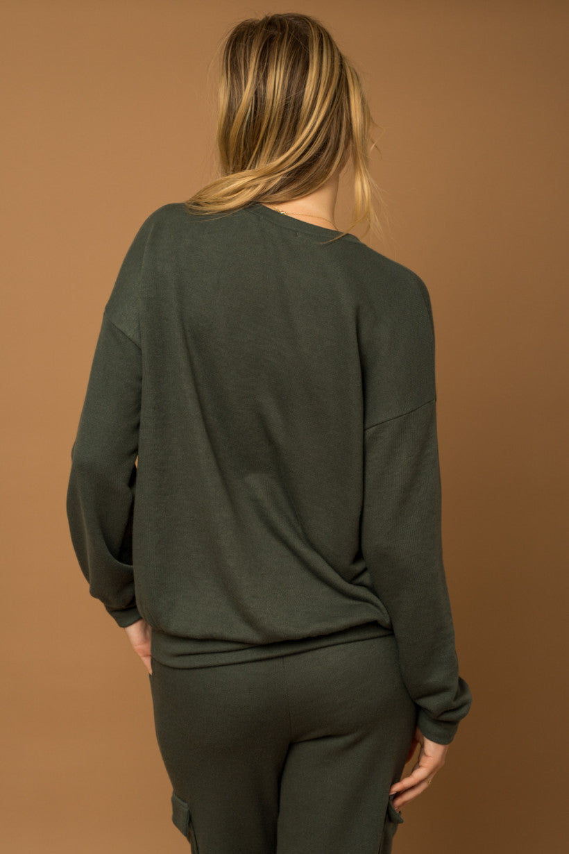 Olive Crew Neck Top