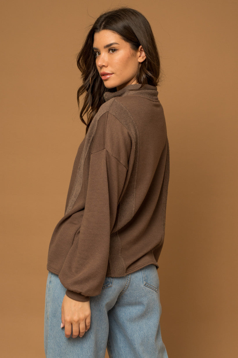 Half Zip Contrast Top