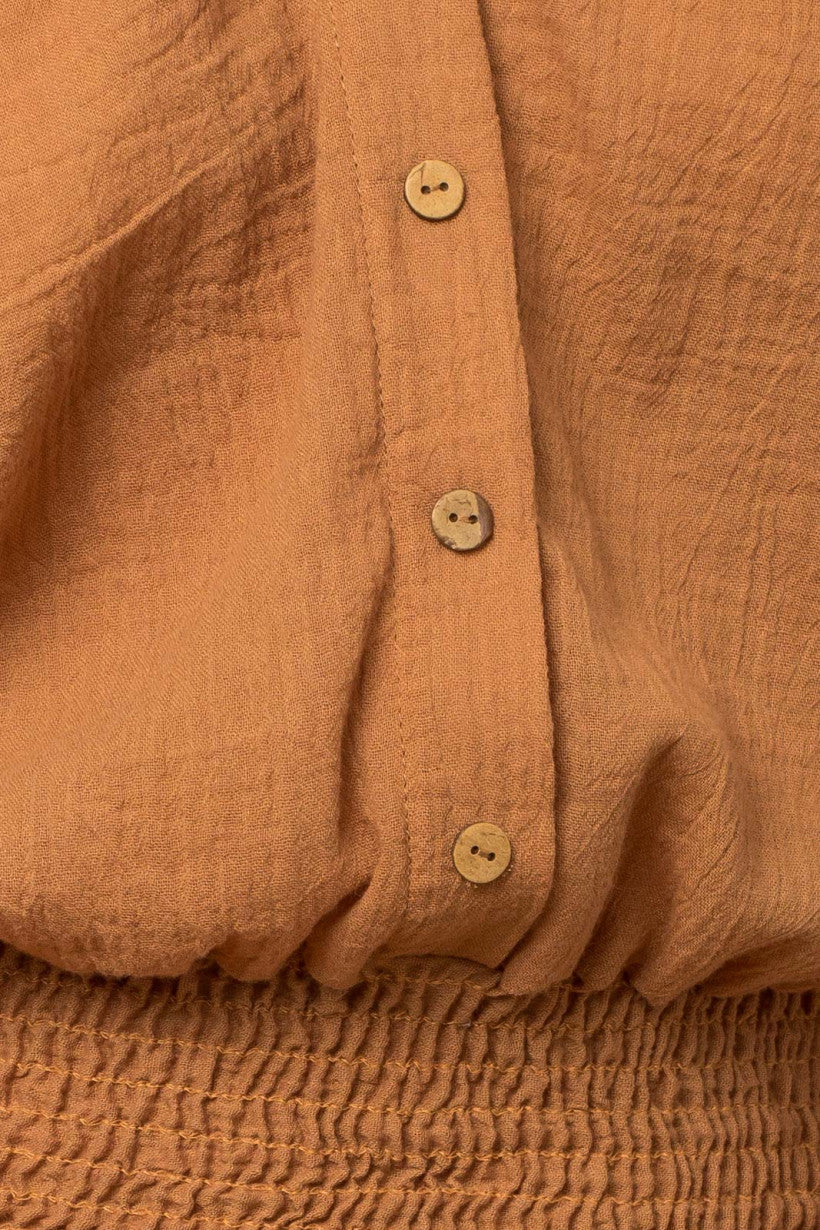 Smocked Detail V-Neck Top