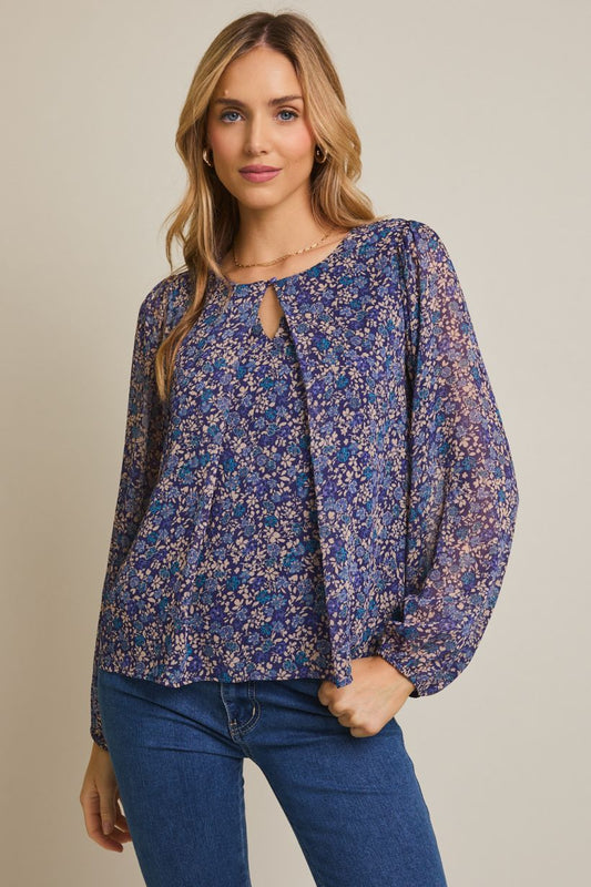 Blue Meadow Floral Top