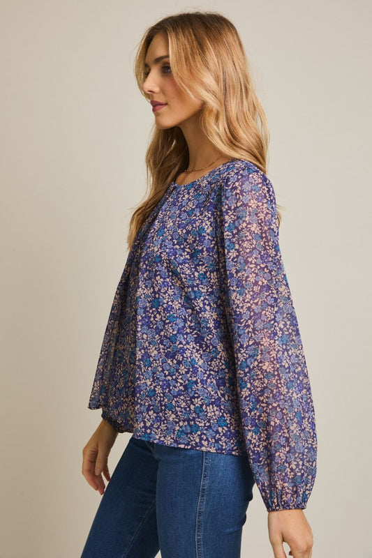 Blue Meadow Floral Top