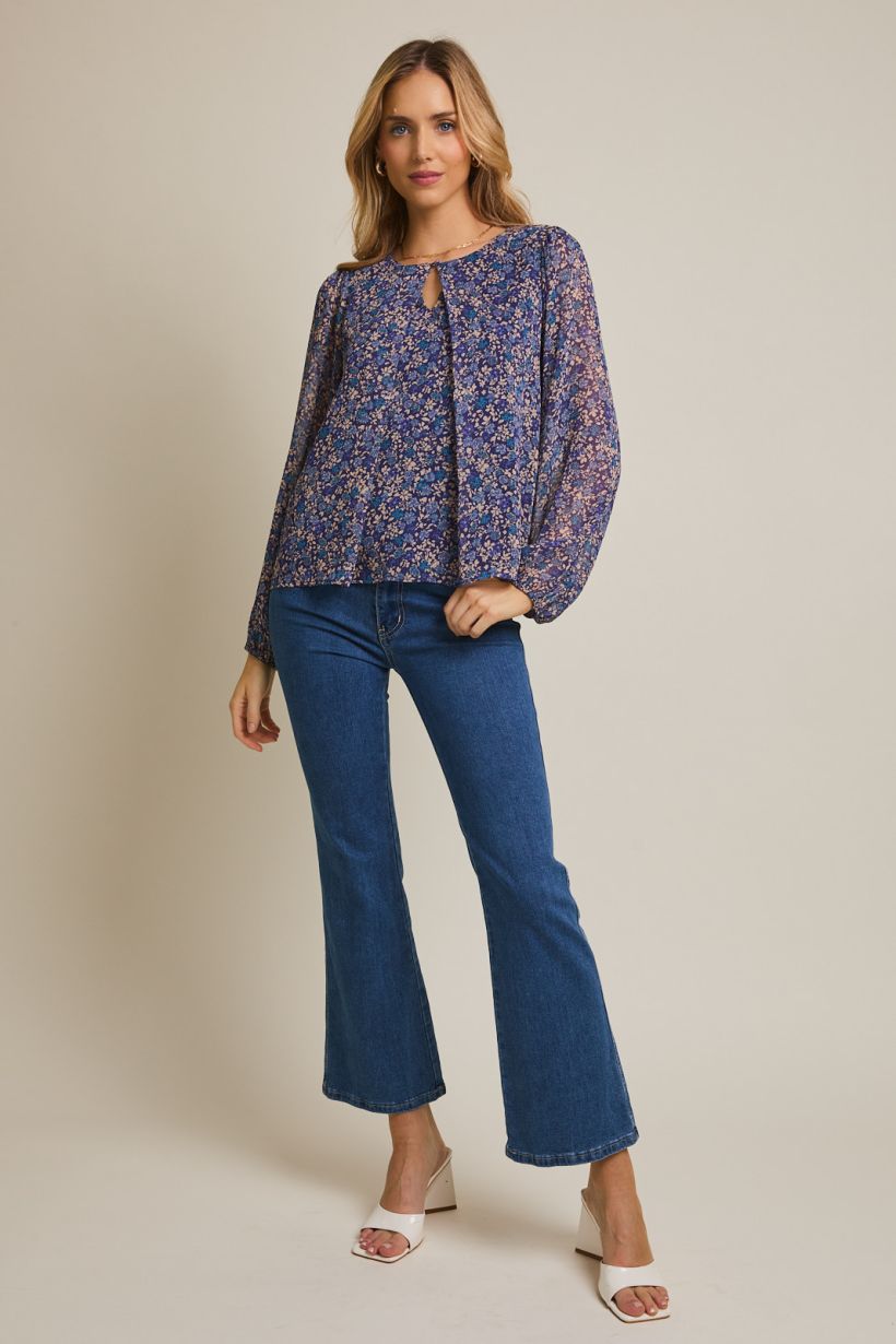 Blue Meadow Floral Top