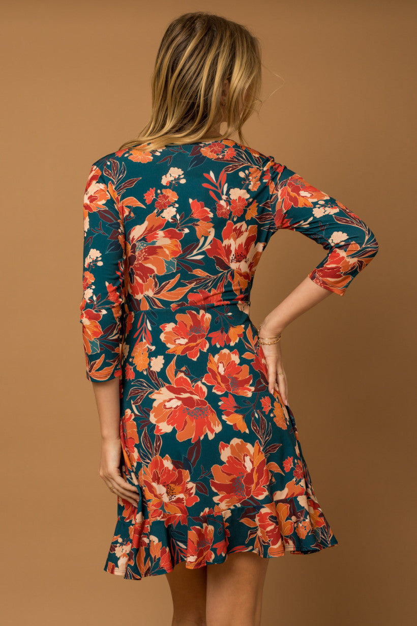 Wrap Tie V-Neck Floral Dress
