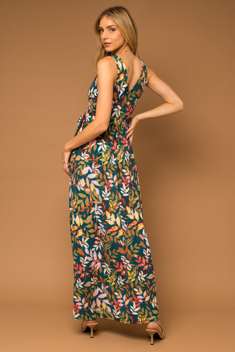 Wrap Top Floral Print Maxi Dress