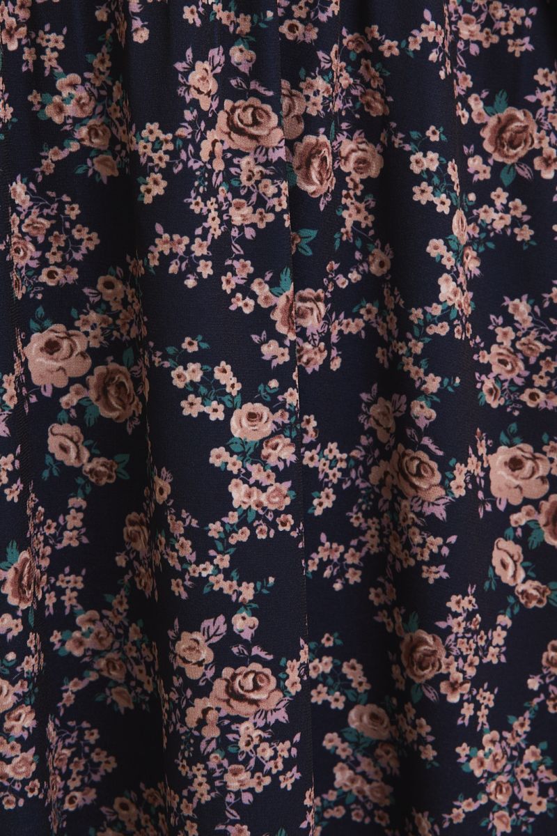 Navy Floral Faux Wrap Dress