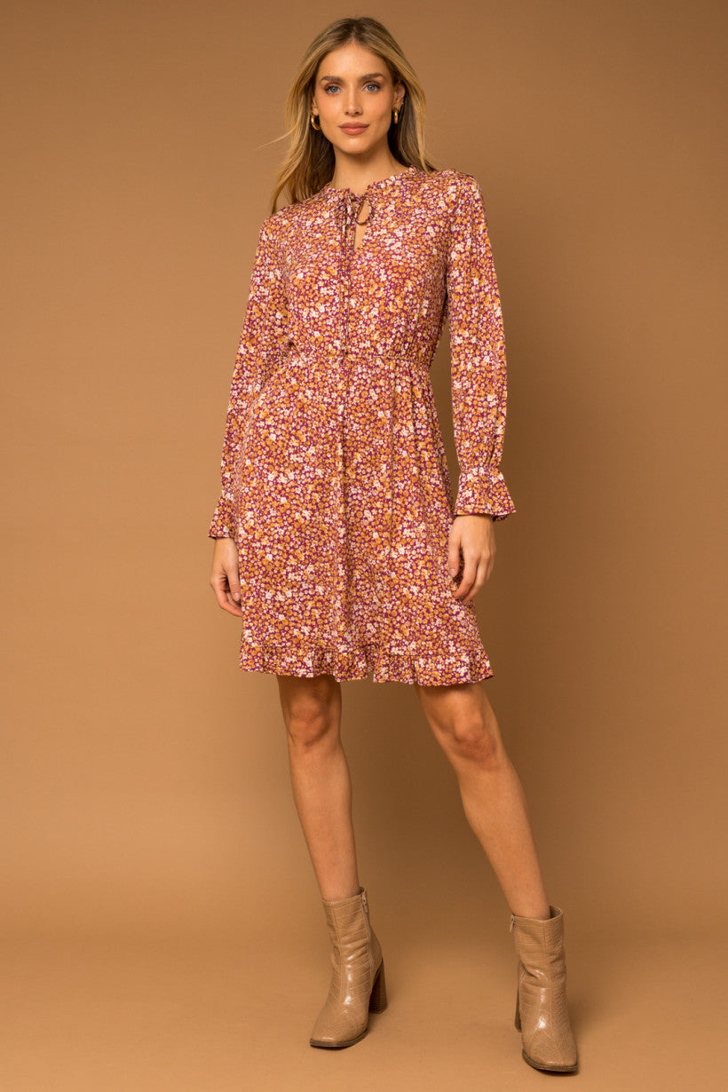 Tie Neck Ditsy Dress