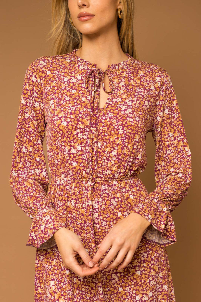 Tie Neck Ditsy Dress