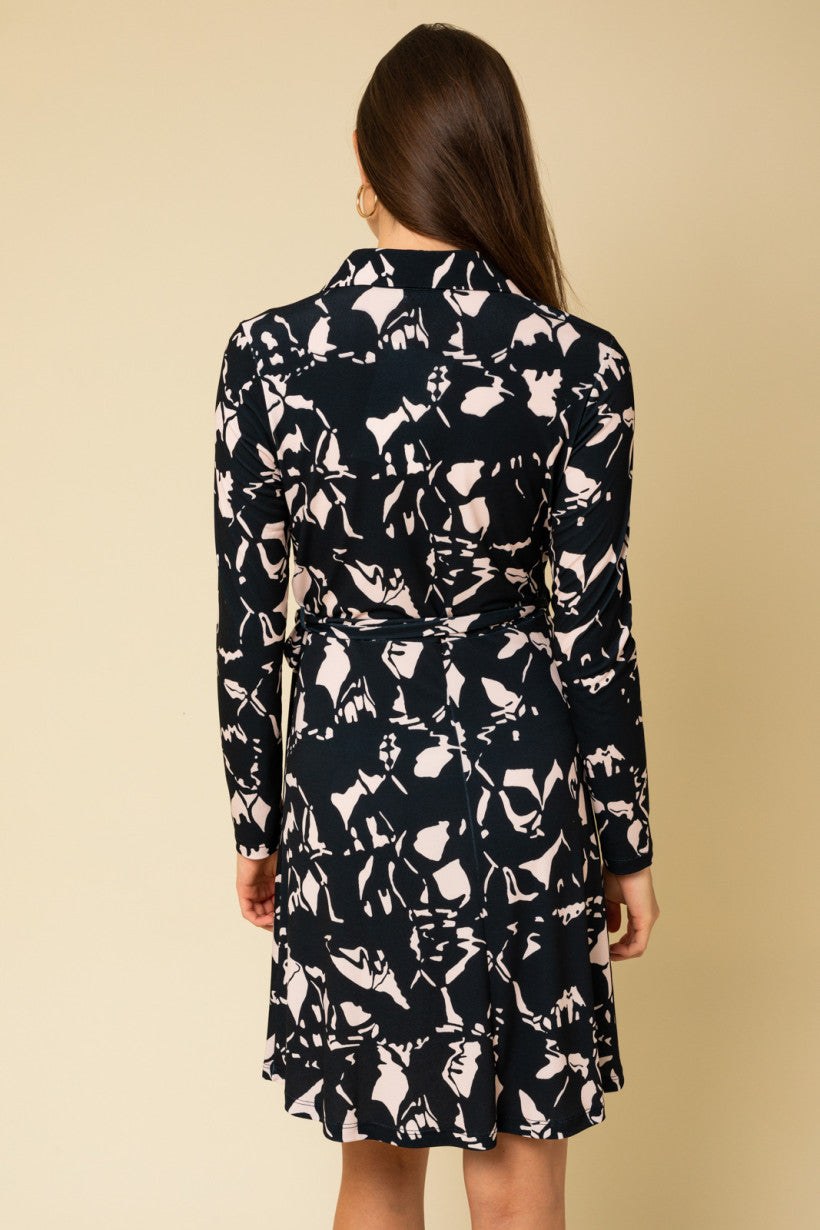 Half Button Floral Print Dress