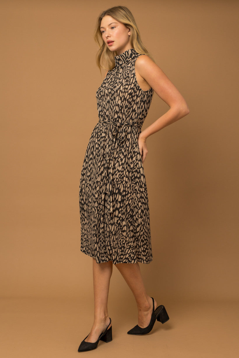 Turtleneck Animal Print Dress