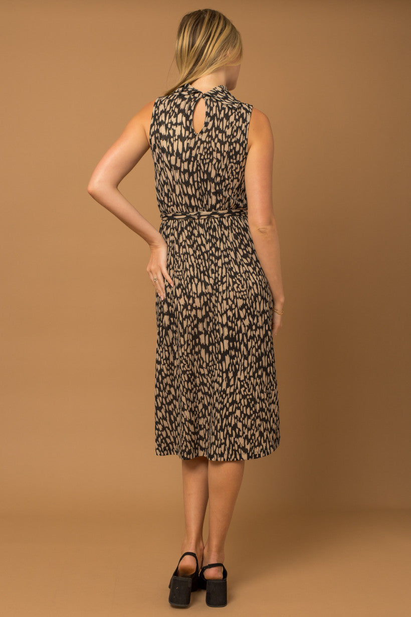 Turtleneck Animal Print Dress