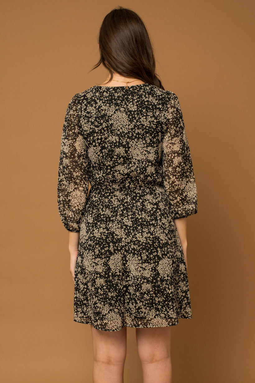 Floral Sheer Sleeve Dress