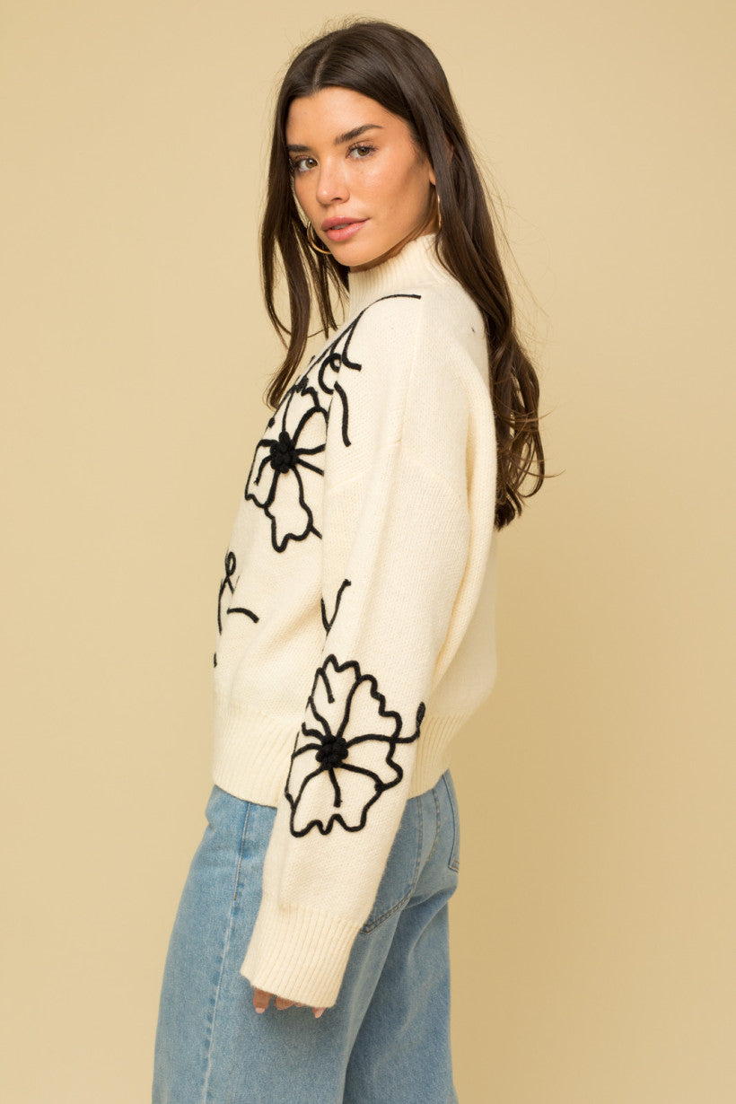 Embroidery Flower Sweater