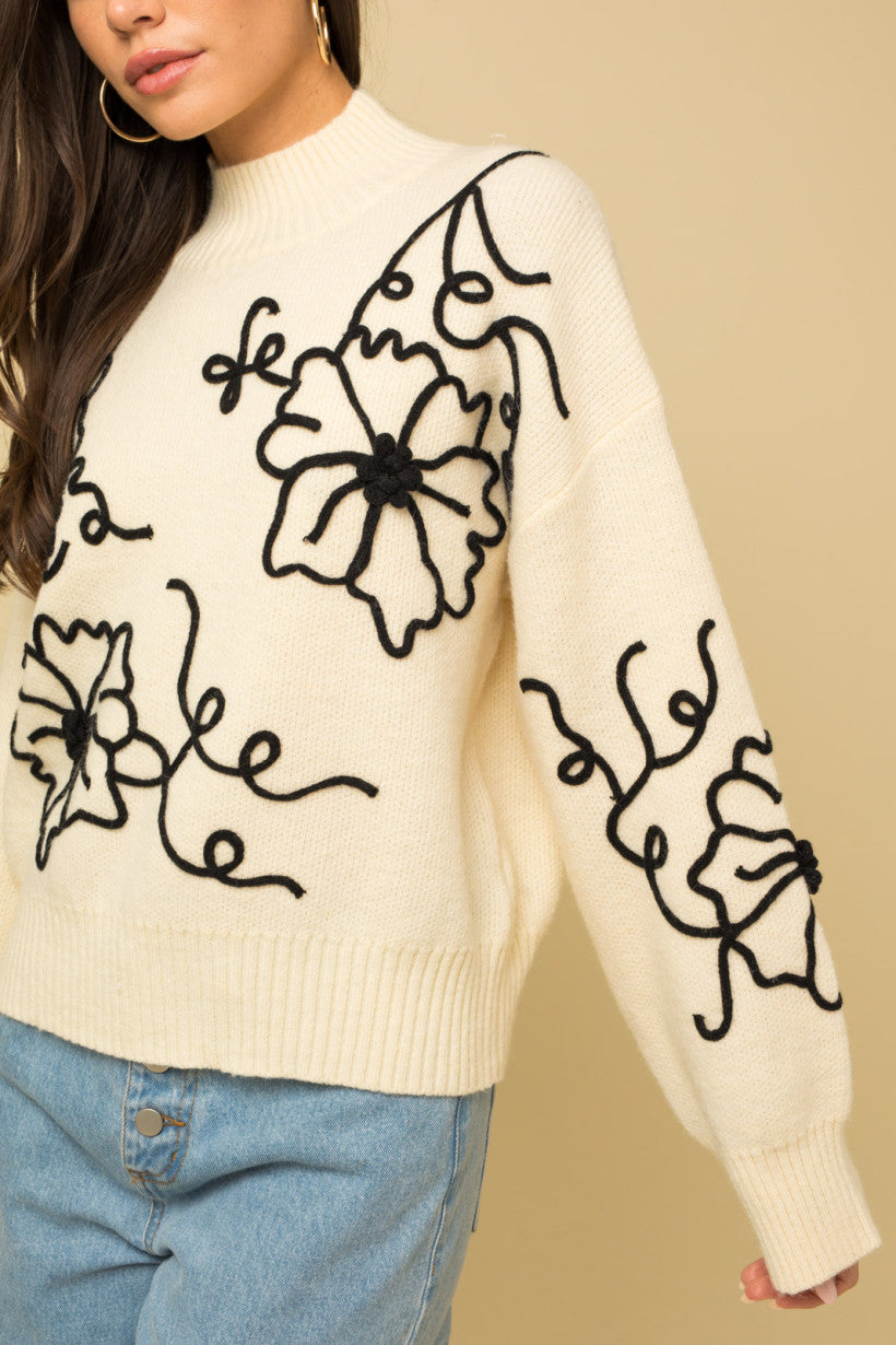 Embroidery Flower Sweater