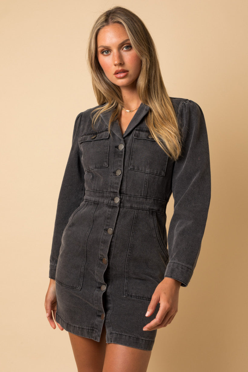 Acid Wash Denim Mini Dress