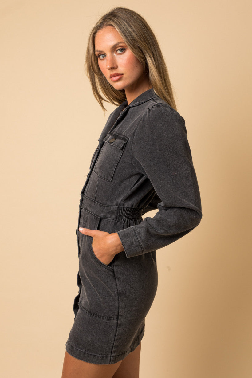 Acid Wash Denim Mini Dress