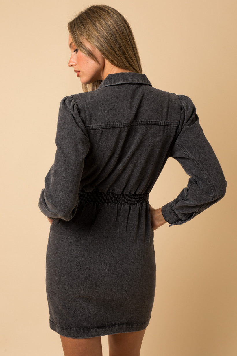 Acid Wash Denim Mini Dress