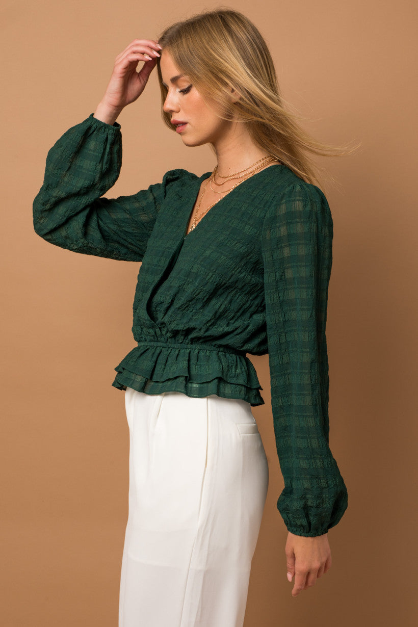 Surplice Style Peplum Top