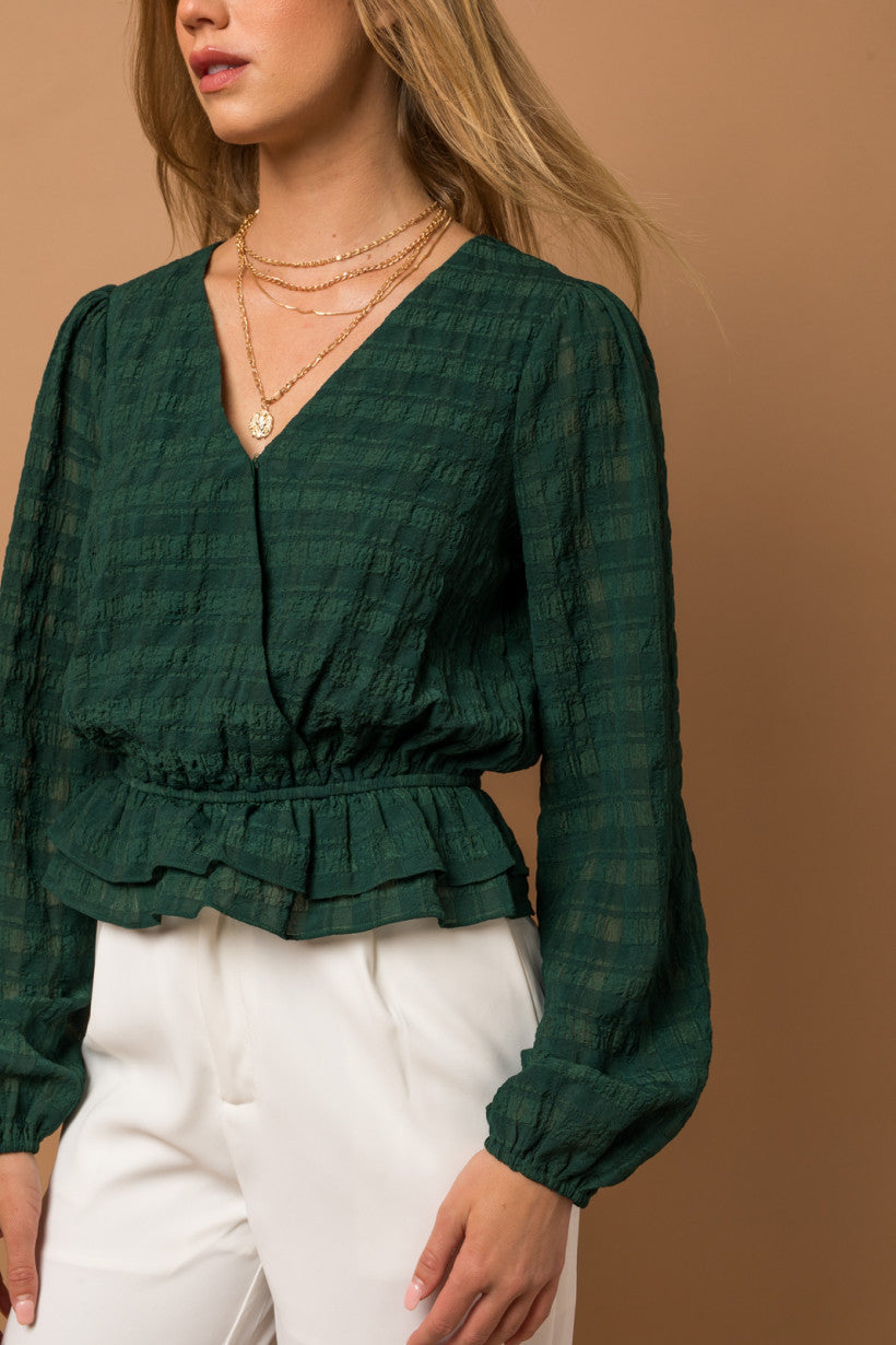 Surplice Style Peplum Top