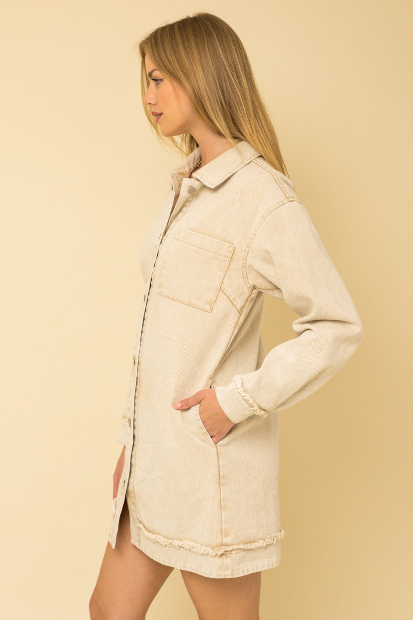 Frayed Detail Corduroy Dress