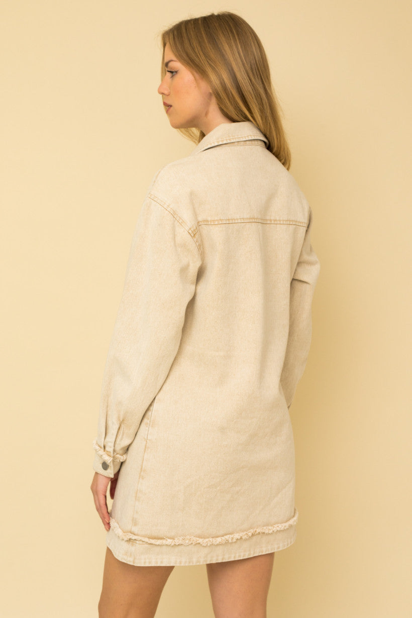 Frayed Detail Corduroy Dress
