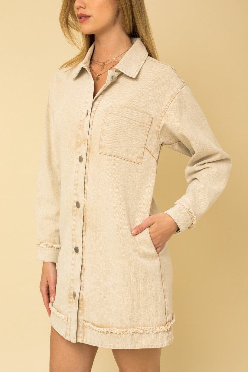 Frayed Detail Corduroy Dress