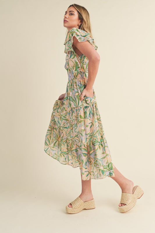 Cut Out Back Floral Dress