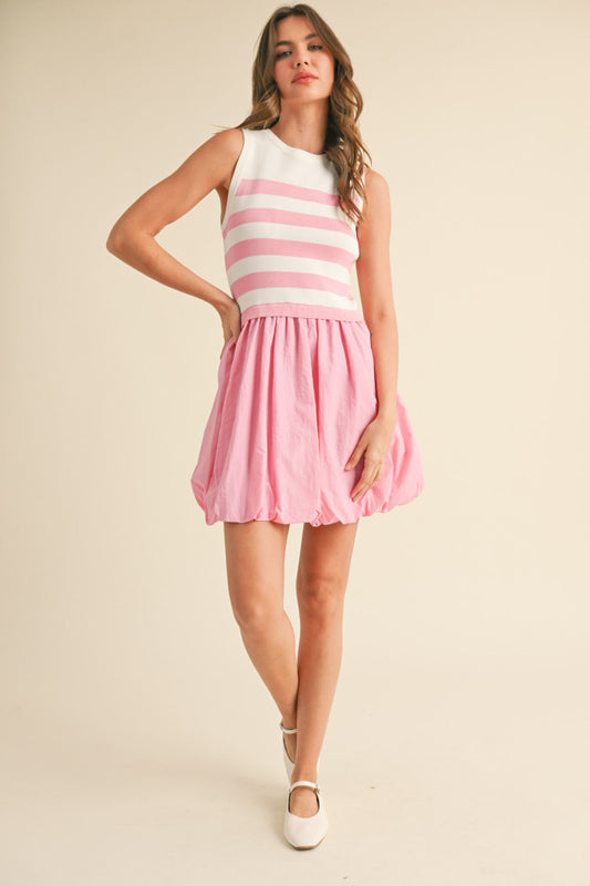 Bubble Hem Stripe Dress