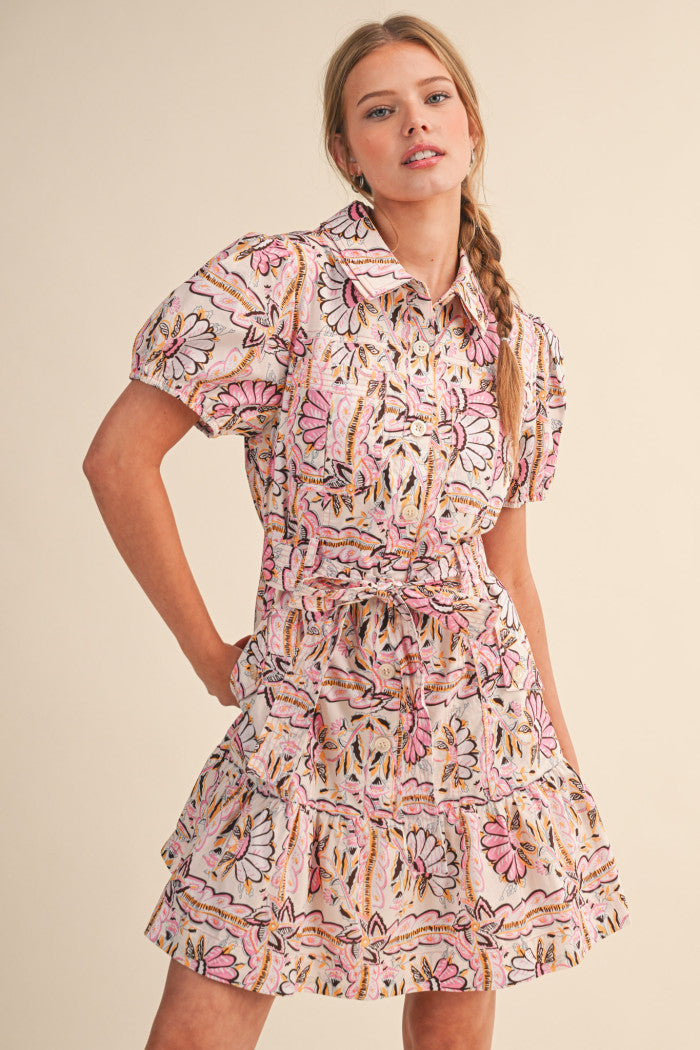 Collared Button-Top Mini Dress