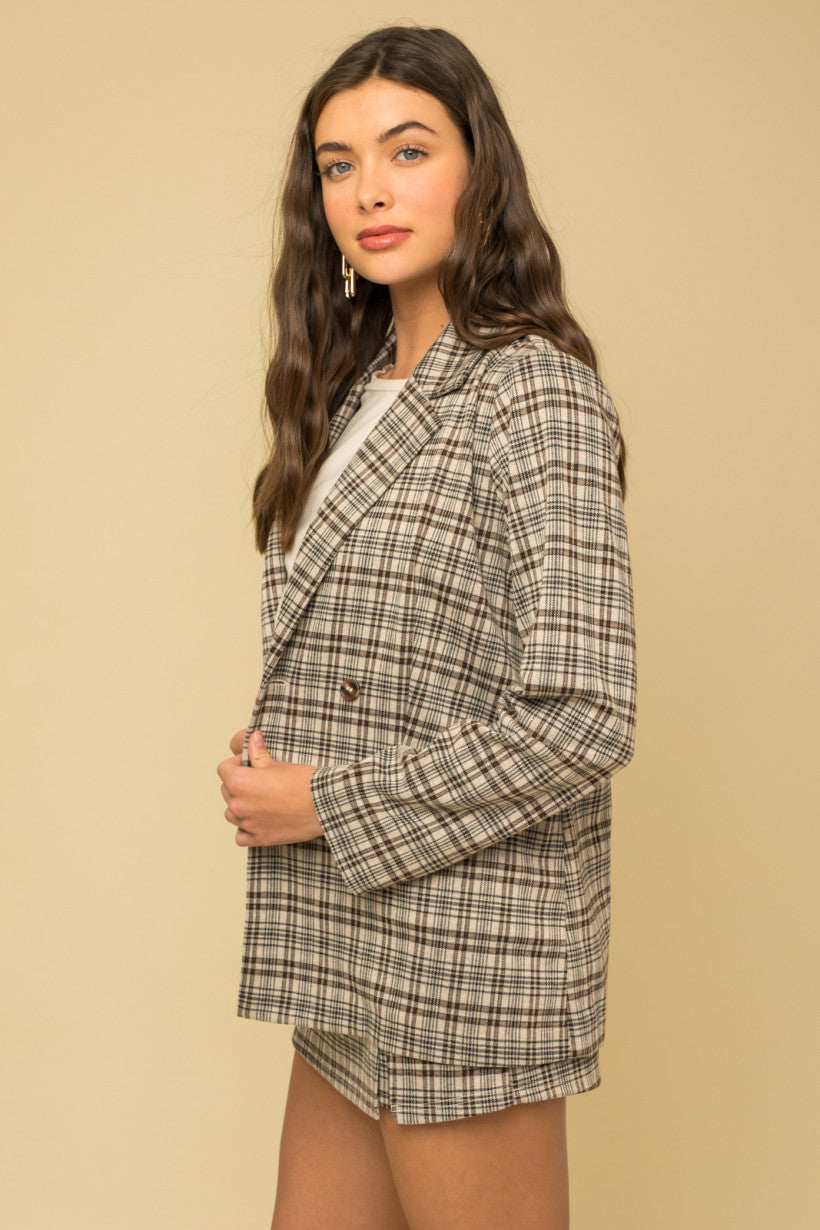 Taupe and Brown Plaid Jacket