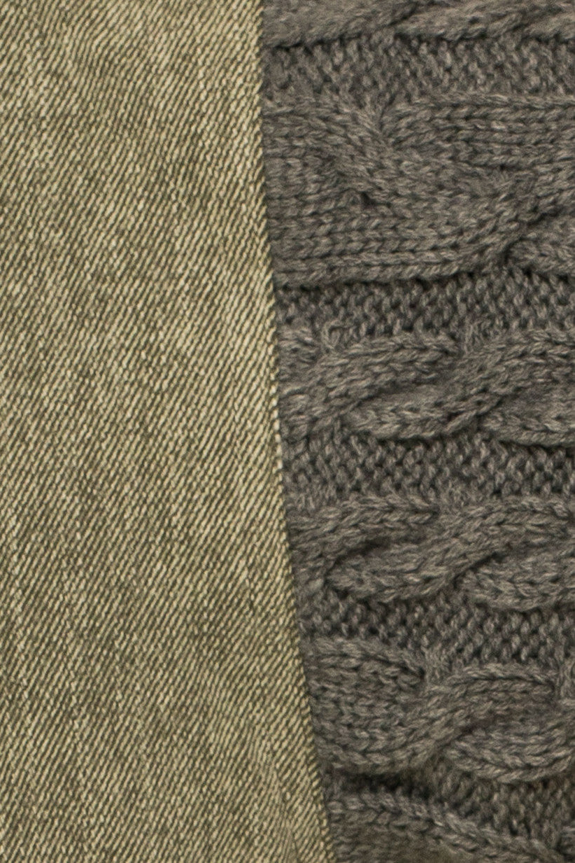 Cable Knit Sleeve Fringe Hem Shacket