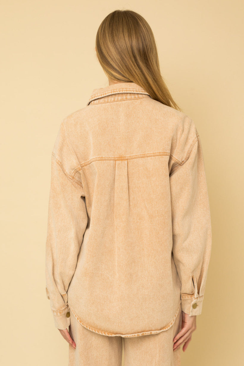 Ruffle Detail Twill Weave Shacket