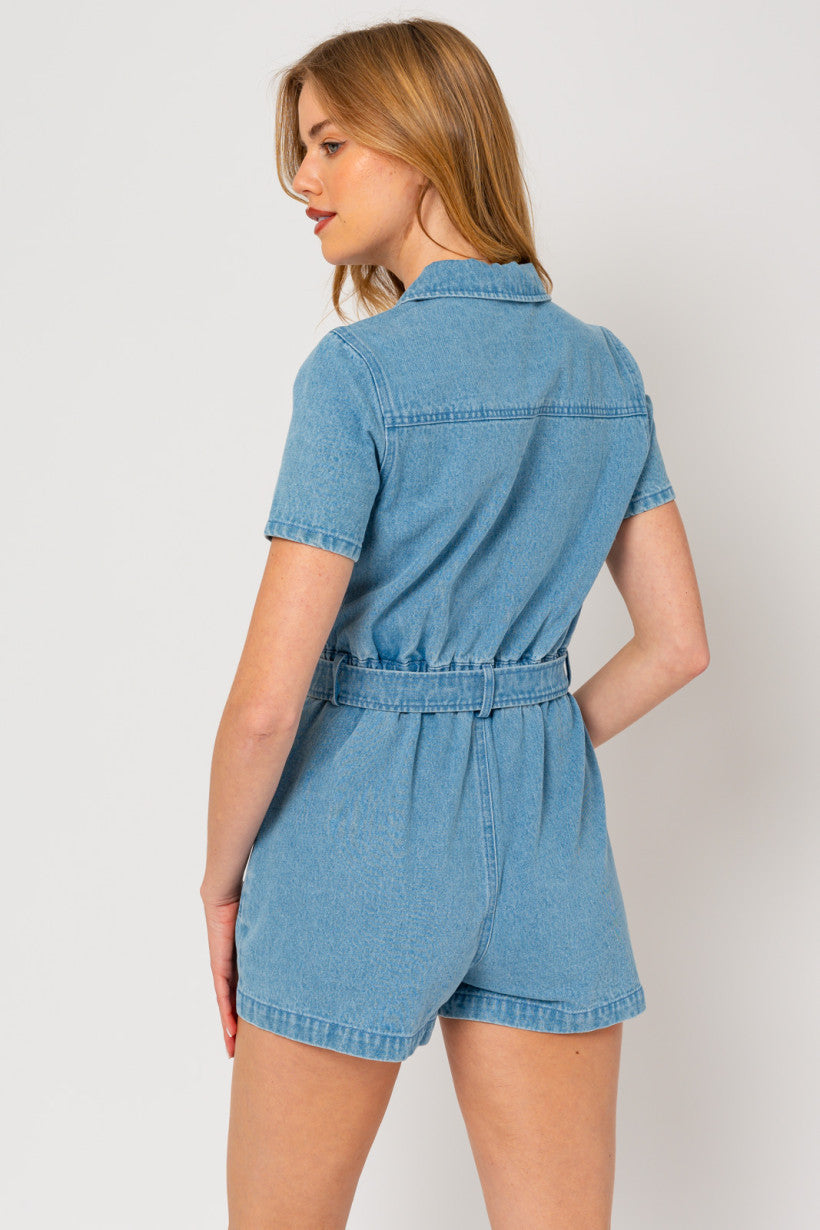 Denim Buckle Romper